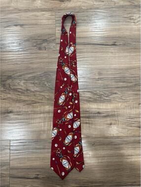 Tabasco Golf Theme Silk Necktie Red Novelty Tie Golf Clubs Peppers